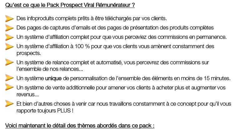 Présentation du pack prospects Viral Rémunérateur 2