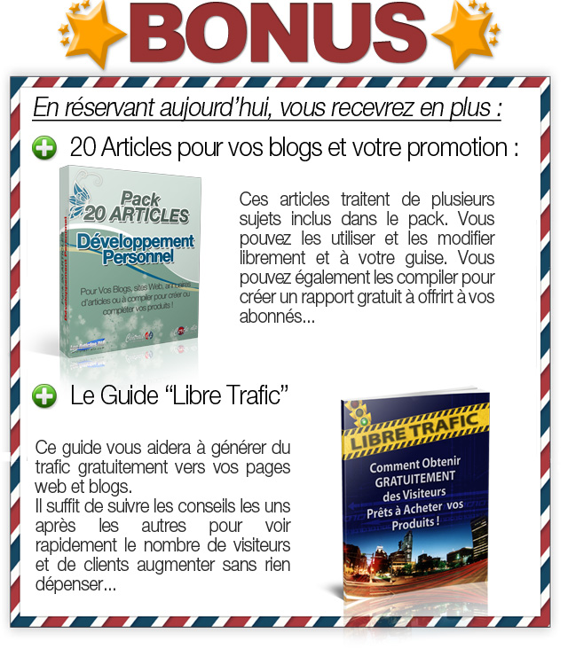 En réservant le pack Prospect Viral Rémunérateur vous recevrez ceci en plus